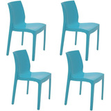 Kit 4 Cadeiras De Jantar Tramontina Alice Brilho Summa Azul