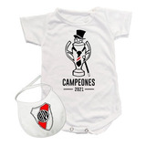 Body + Babero Bebe River Plate Futbol Campeon La Liga 2021 