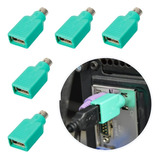 5 Adaptador Usb Fêmea Para Ps2 Macho Plug P/ Teclado E Mouse