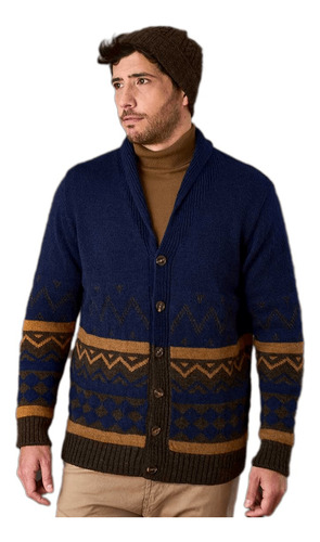 Cárdigan Tejido Hombre Con Jacquard Y Cuello Solapa Art  266