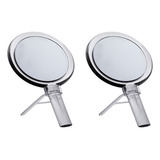 2 Espelhos Aumento Para Banheiro Com Suporte Maquiagem 
