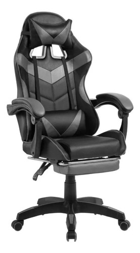 Silla De Escritorio Vonne Sv-g0 Gamer Ergonómica  Negro Y Gris Con Tapizado De Cuero Sintético