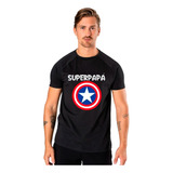 2 Poleras Manga Corta Capitan America Regalo Padre/hijo Papá