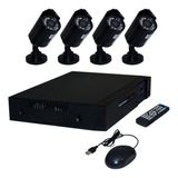 Kit Dvr 4 Canales Híbrida Con 4 Cámaras Ahd Cables Y Fuente