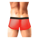 Boxer Masculino Frunce Tras Rojo Y Elastico Negro