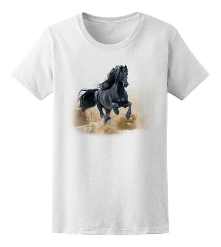 Playera Caballo Frisón Negro De Mujer