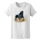 Playera Caballo Frisón Negro De Mujer