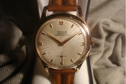 Hermoso Reloj Pierce Antiguo Hombre 1952 Oro Plaque 18k Joya