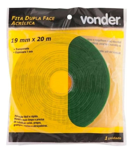 Fita Dupla Face Transparente 19mm X 20m