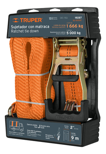 Sujetadores Matraca Carga Máxima 5000 Kg 19287 2 Pzs