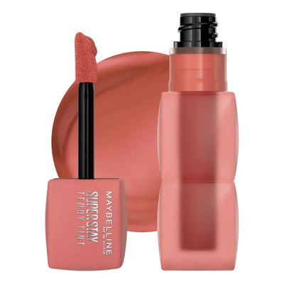 Maybelline Super Stay Teddy Tint, Tinta para Labios Mate Difuminado, Larga Duración 12 Horas, Textura Suave, No Transfiere, A Prueba de Bebidas y Besos, Tono Skinnydip, 5 ml | Envío gratis