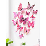 Mariposas 3d Pegatinas Pared, 12 Uds. Decorar Rosado