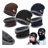 Combo Gorro + Cuello Lana Con Corderito Invierno Hombre Frio