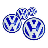 Juego Tapones Centro Rin 55 Mm Azul Para Volkswagen