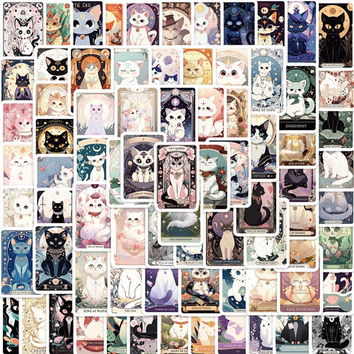 Tarot Gatitos Cute Kawaii 50 Calcomanias Sticker Pvc Vs Agua