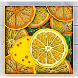 Cuadro Decorativo Limones Y Naranjas Frutas Colorido Madera