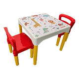 Kit Mesa Infantil Com 2 Cadeiras Escolar Plástica Camaleão