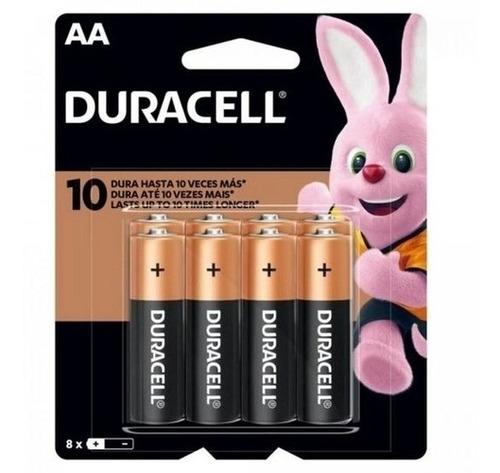 Pilha Alcalina Duracell Aa Mn1500b8 8 Unidades