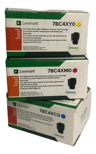 Pack Kit Lexmark 3 Toner 78c4xm0, 78c4xy0, 78c4xc0 C, M ,y 