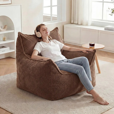 Puff sillones con Memory Foam Moderno y Ergonómico tipo puff relleno para Sala Marrón | Meses sin interés