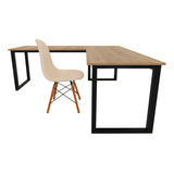 Conjunto Mesa Industrial P/ Reunião 150x150 Minimalista