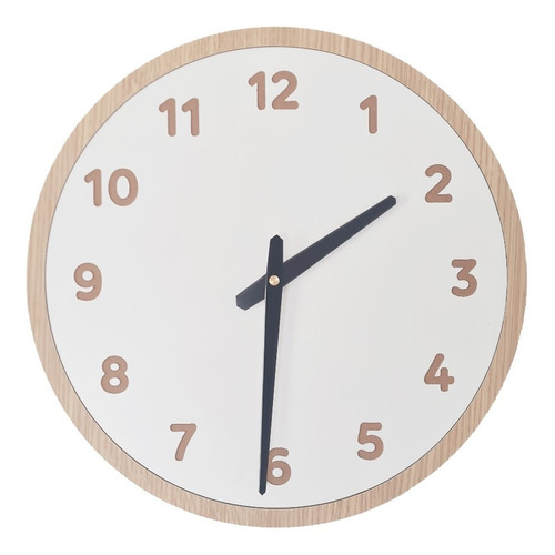 Reloj De Pared Moderno Madera Mdf Enchapado Blanco 35cm.