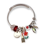 Pulsera Charm Dije Flor Cristal Regalo Bonito Mamá Ajustable