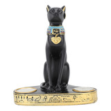 Portavelas Decorativo Con Forma De Gato Egipcio De Resina