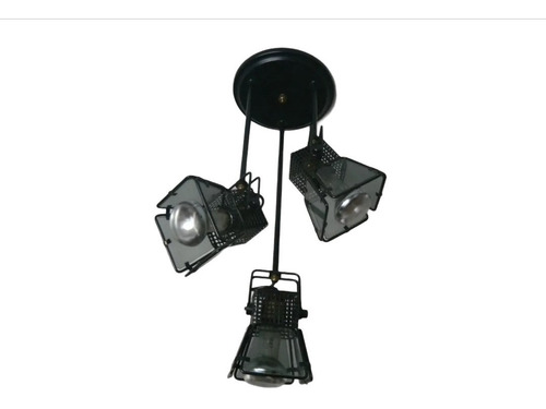  Lámpara Colgante 3 Luces - Metal Y Vidrio - Vintage - Spots