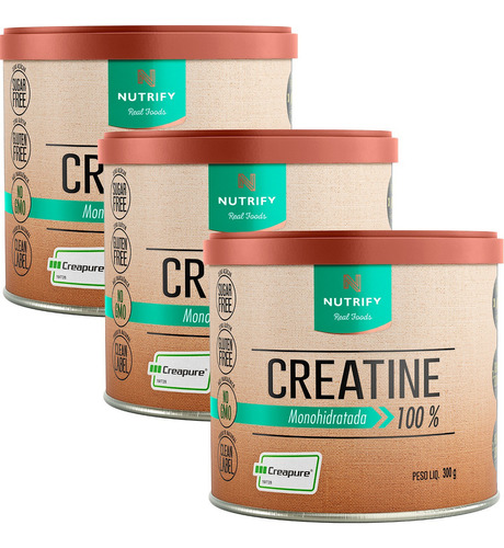 Kit 3x Potes Creatine Monohidratada Creapure -300g Creatina 