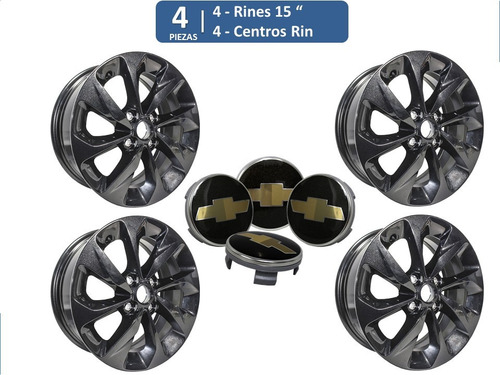 Rines Aluminio 15  Negro 4 En 100 Aveo 2015 (4 Pzs)