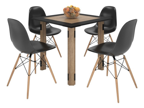 Set Mesa Industrial De Jantar 80x80cm + 4 Cadeiras Eames