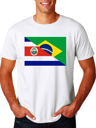 Camiseta Adulto Infantil Bandeira Brasil Costa Rica Futebol