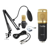 Microfone Condensador Bm800 + Suporte + Placa Usb 7.1 + Nfe