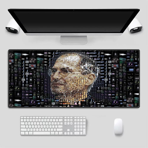 Mouse Pad Grande 90x40 Couro Gamer Desk Pad Speed Steve Jobs