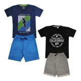 Kit 2 Conjuntos Verão Juvenil Masculino Roupa Menino 10 - 16