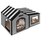 Casa De Cartón Para Gatos Con 2 Cubos Para Gatos De Interio