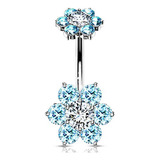 Aros - Bodyj4you Belly Button Ring 7 Large Cz Crystal Multic