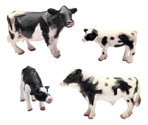 Juego De 4 Figuras De Modelo De Vaca De Granja Realistas, Ju