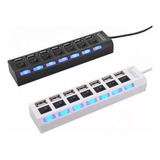 Hub Extensión Usb 2.0 7 Puertos Con Switch Led Pc Laptop