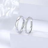 Par 2 Anillos Promesa Plata 925 Pareja Novios Amor Moderno