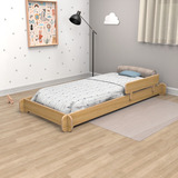 Cama Montessori Tatami  Con Baranda 1,40 Mts, Roble.