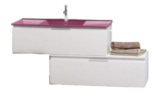 Vanitorio Modular Baño Blanco Colgante 100x45 + Bacha Vidrio