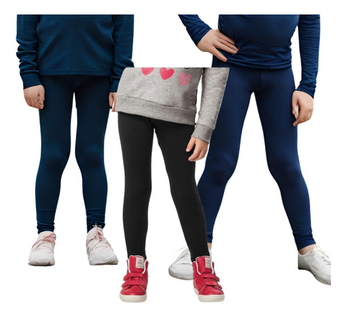 Legging Kit 3 Calças Infantil Peluciada Inverno Flanelada