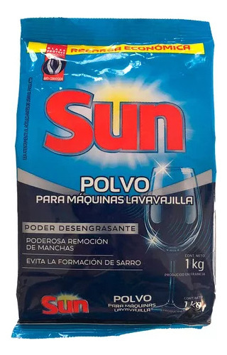 Detergente En Polvo Lavavajillas Sun Repuesto 1kg