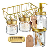 Juego De Accesorios De Bao De Alta Calidad Mason Jar (6 Piez