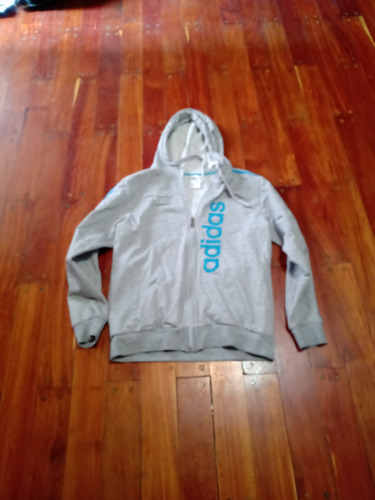 Buzo Campera adidas T M Capucha Cierre .gris.algodon