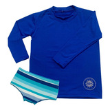 Kit 2 Peças Camisa Azul Royal + Sunga Com Proteção Uv 50+