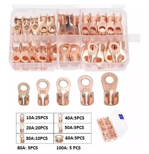 Set De Terminal Conectores Electricos De Cobre Redondo 80pcs