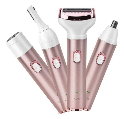 Kit Depiladora Afeitadora Facial Corporal Usb 4 En 1 Surker Color Rosa